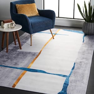 Tacoma Gray/Light Gray 6 ft. x 9 ft. Machine Washable Striped Abstract Area Rug