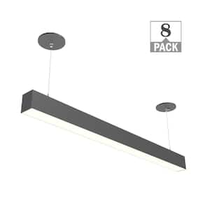 4 ft. 64-Watt Equivalent Integrated LED Black Strip Light Fixture Architectural Linear w/Suspension Mount Kit (8-Pack)