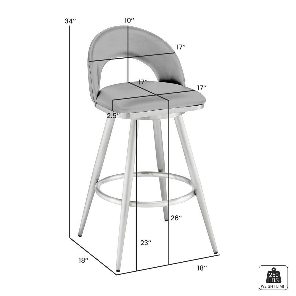 Lottech 34" White Faux Leather & Chrome Swivel Bar Stool