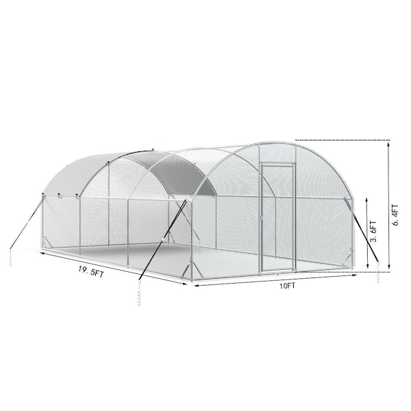 TMG Industrial 10’ x 40’ Wire Mesh Chicken Run Shelter Coop, Galvanized Steel, 400 Sq-Ft, Lockable Gate, PVC Coated Mesh, TMG-CRS1040