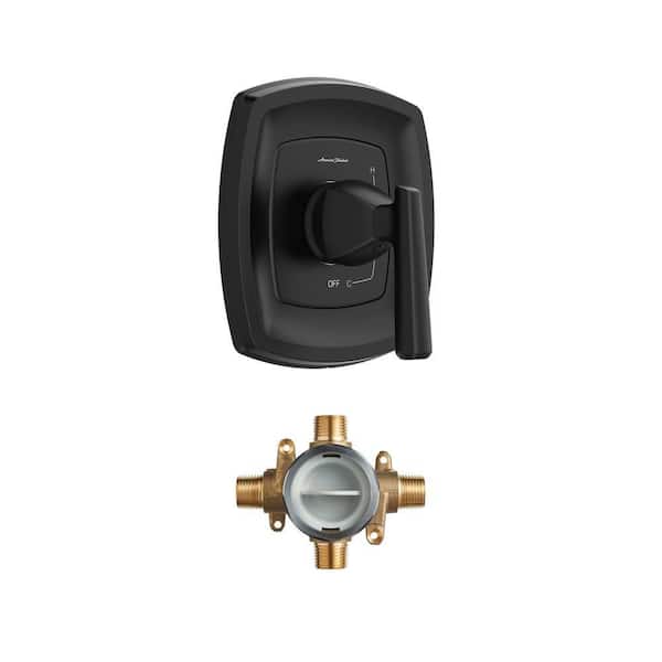 Flash Shower Rough-In Valve with Universal Inlets/Outlets and Edgemere 1-Handle Wall Mount Trim Kit (Matte Black)