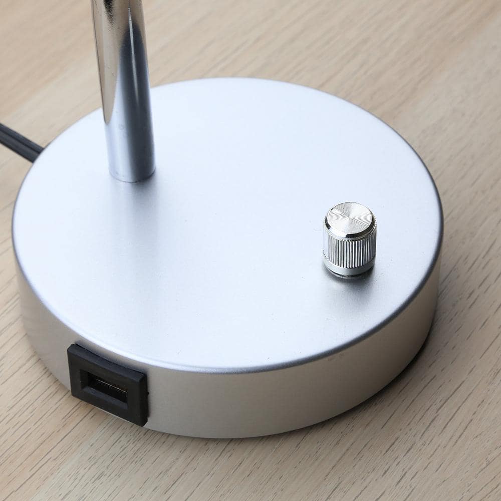 Silver Adjustable Aluminum LED Desk Lamp with USB Port