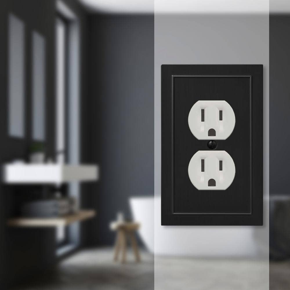 Bethany Black Cast Metal Single Duplex Outlet Wall Plate