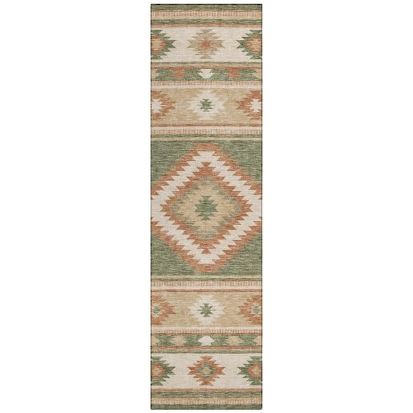 Chantille Machine Washable Indoor/Outdoor Abstract ACN3127 Fern 2 ft. x 7 ft. Runner Rug