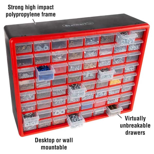 Stalwart Small Part Organizer with 24 Plastic Storage Bins 11.63 in L x  31.25 in W x 23.25 in H-Steel Rack with Removable Drawers 136229XRI - The  Home Depot