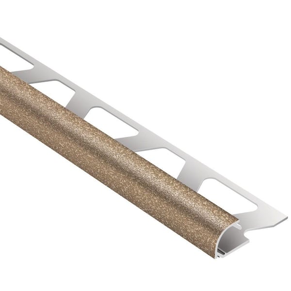 Schluter Rondec Beige Textured Color-Coated Aluminum 5/16 in. x 8 ft. 2-1/2 in. Metal Bullnose Tile Edging Trim