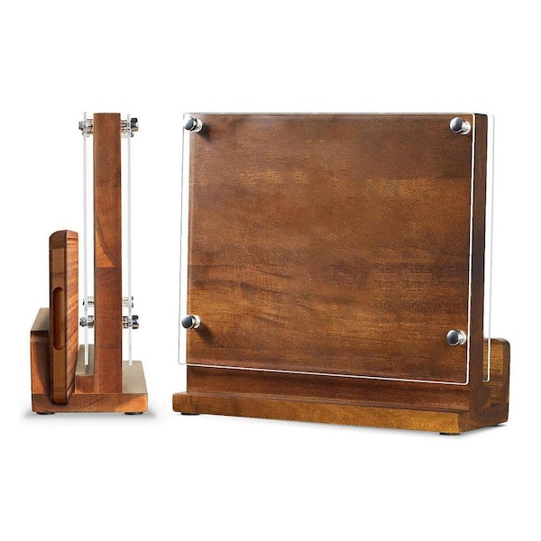 8-Knife Acacia Wood Magnetic Double-Sided Knife Storage In-Drawer Organizer with Removable Shield for Kitchen Knives