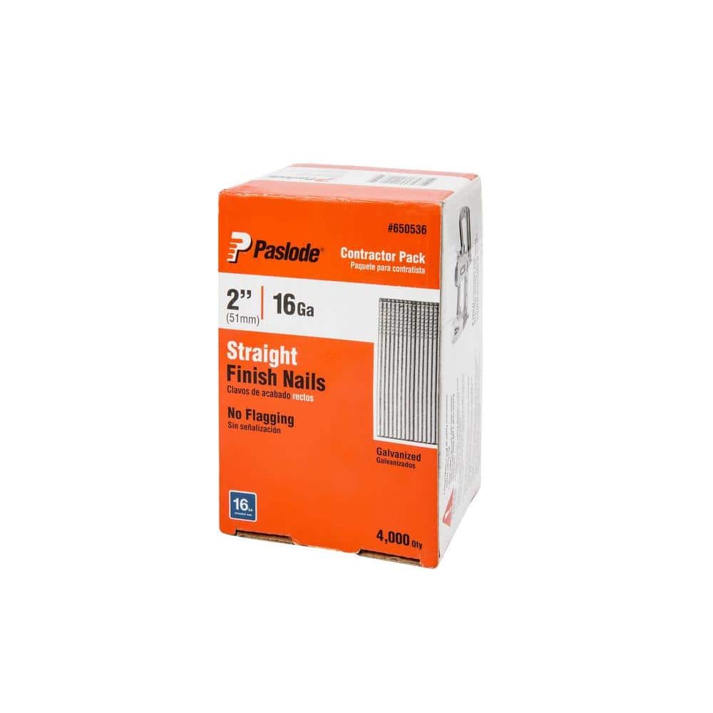Paslode 2 in. x 16Gauge Galvanized Straight Finish Nails 4000 per Box