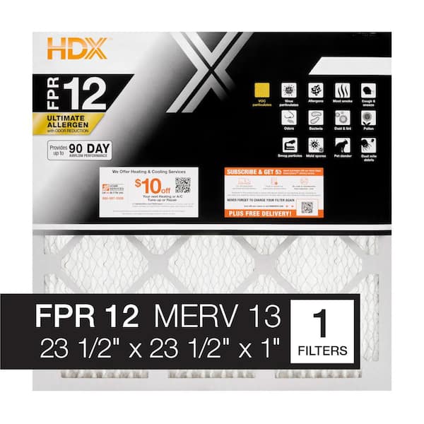HDX 23.5 in. x 23.5 in. x 1 in. Elite Allergen Pleated Air Filter FPR 12, MERV 13
