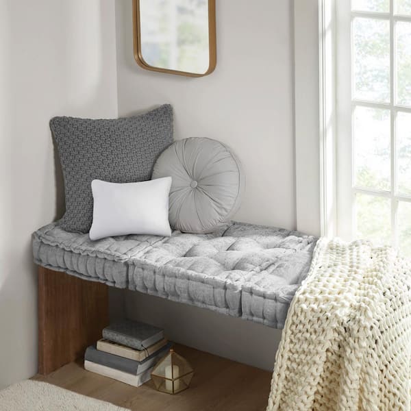 Intelligent Design Charvi Grey 20 in. W x 20 in. L Polyester Chenille Square Floor Pillow Cushion