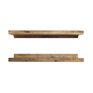 Rustic Luxe 36 in. W x 10 in. D Dark Brown Pine Wood Set of 2 Decorative Wall Shelf