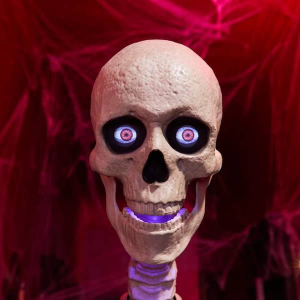 Home Accents Holiday - 6.5 FT Grave & Bones Animated LED App Controlled Ultra Skelly with LCD LifeEyes