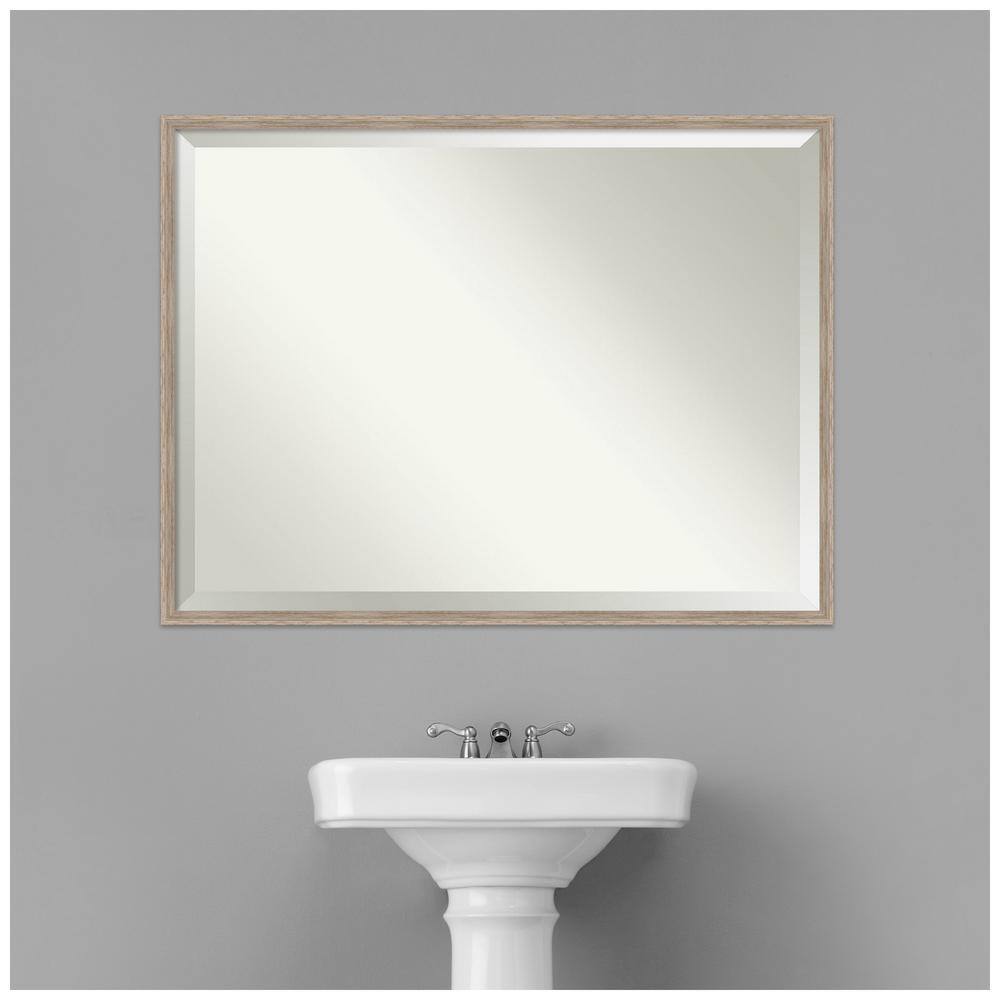 Rustic Whitewash Wood Bathroom Vanity Mirror