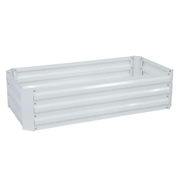 Metal Rectangle Galvanized Steel Raised Bed-4 x 2 x 1 ft-White