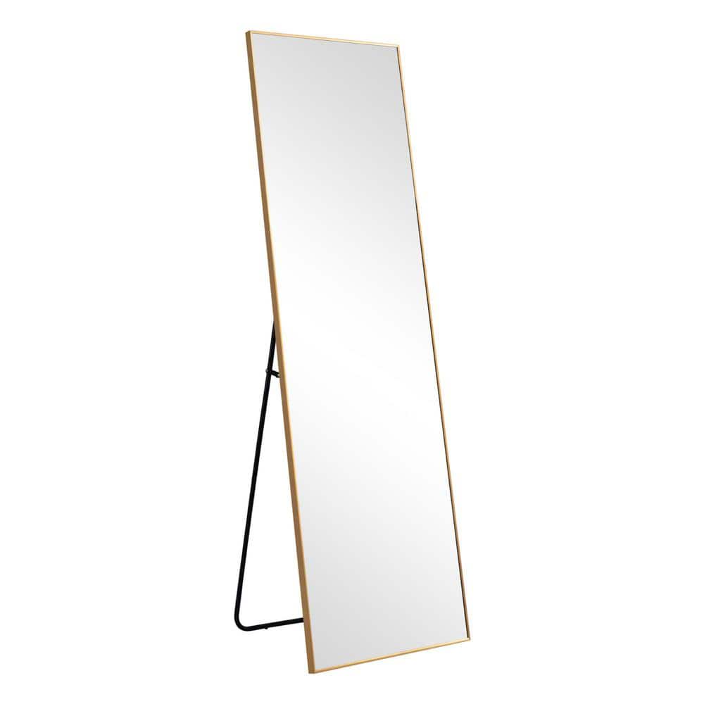 Gold 21 in. W x 64 in. H Rectangular Aluminum Alloy Thin Edged Full-Length 