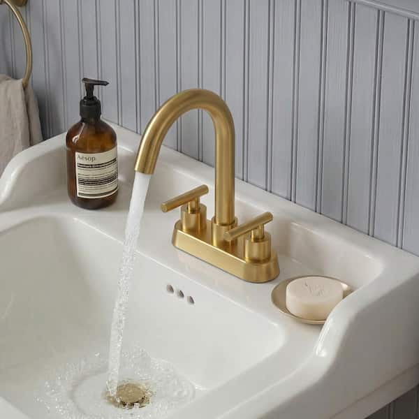 2 or 3-Hole 2-Handle Centerset 8 in. Widespread Bathroom Faucet in Spot Resistant Brushed Gold with Pop-Up Drain