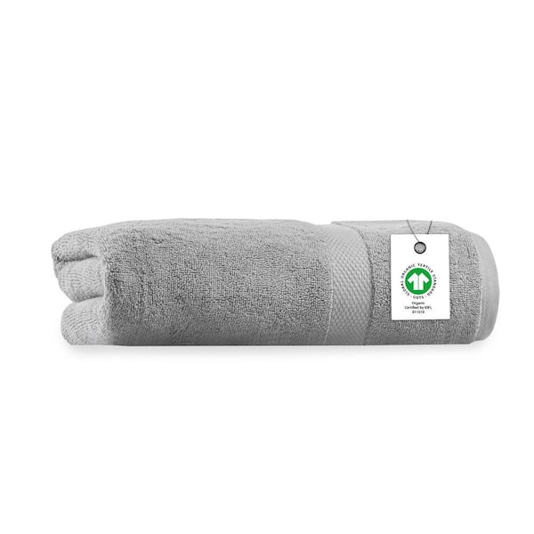 Light Grey Solid 100% Organic Cotton Luxuriously Plush Bath Towels (Set of 1)
