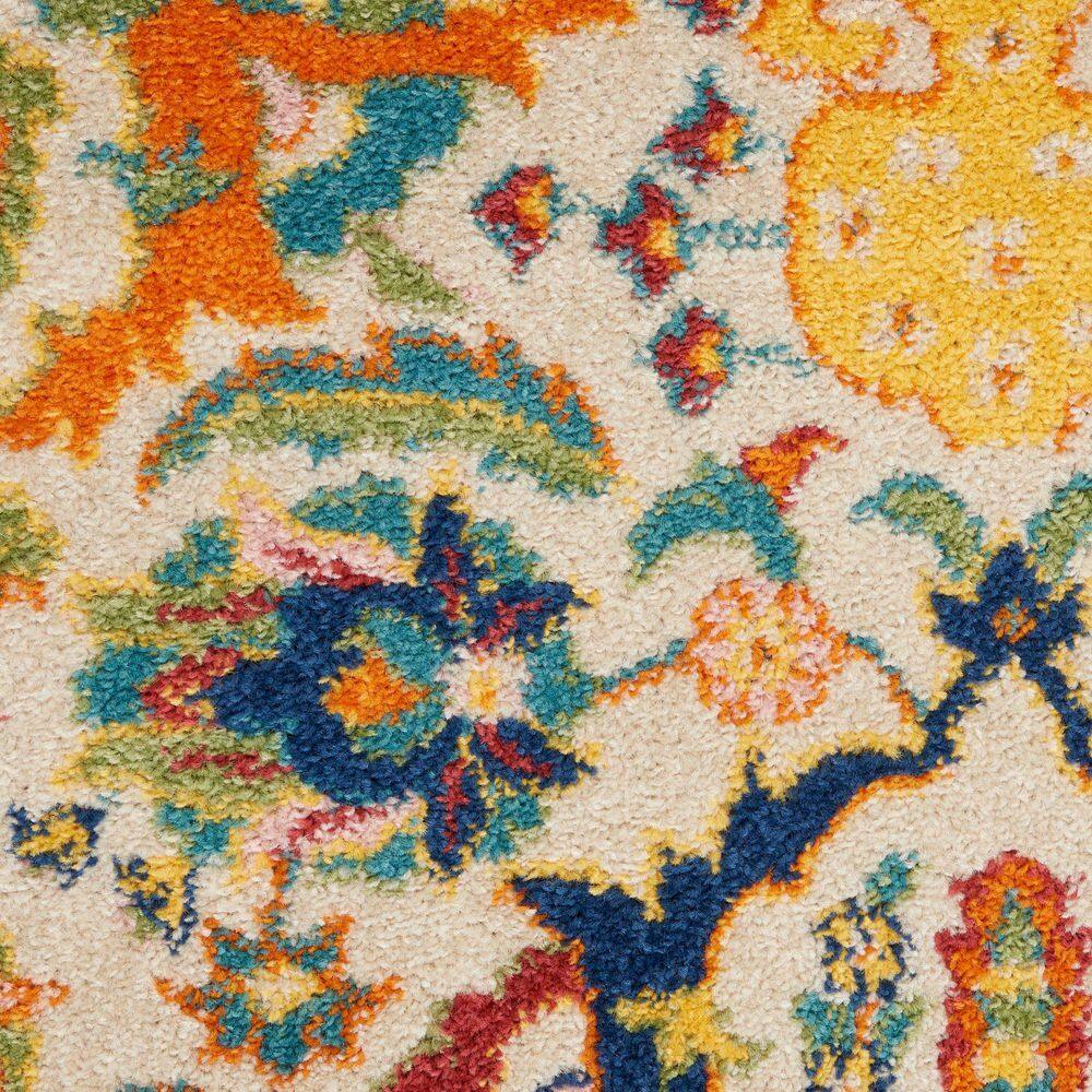 Ivory and Jewel Tones Boho Floral 8'x10' Synthetic Area Rug