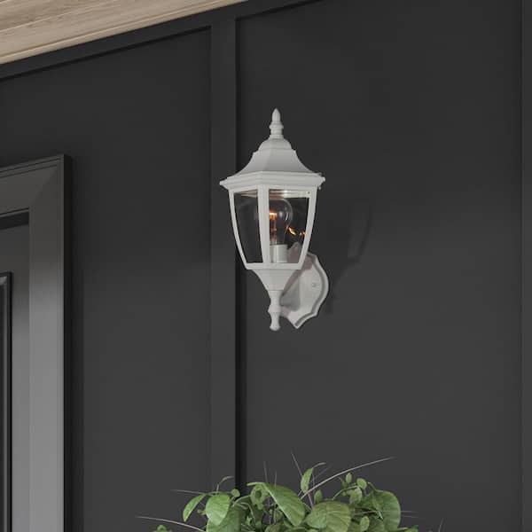 Designers Fountain Waterbury White 1-Light Outdoor Line Voltage Hardwired Porch Light Wall Sconce with No Bulb Included