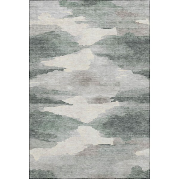 Mayfield Premium Machine Washable Abstract AMF2259 Sage 10 ft. x 14 ft. Area Rug
