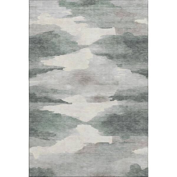 Mayfield Premium Machine Washable Abstract AMF2259 Sage 5 ft. x 7 ft. 6 in. Area Rug