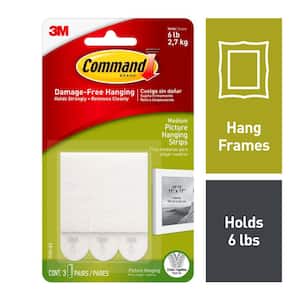 6 lb. Medium White Picture Hanging Strips (3 Pairs of Strips)