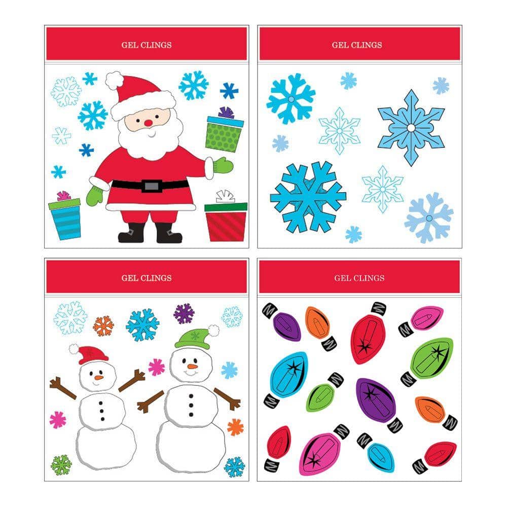 GEL CLINGS WINDOW STICKERS CHRISTMAS DECORATIONS 