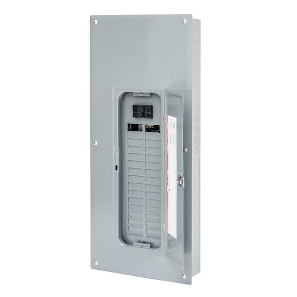 Homeline 125 Amp 30-Space 60-Circuit Indoor Main Breaker Plug-On Neutral Load Center with Cover Homeline 125 Amp 30-Space 60-Circuit Indoor Main Breaker Plug-On Neutral Load Center with Cover