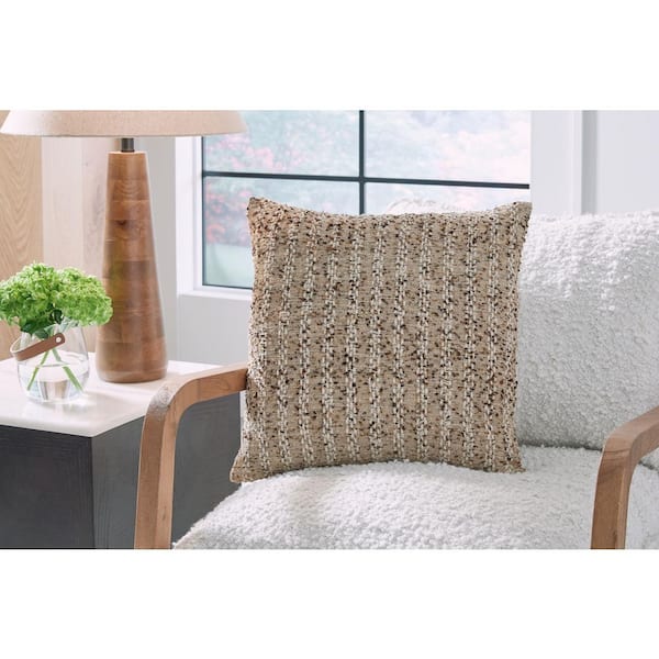 Signature DESIGN BY ASHLEY Vorlane Brown/Beige Striped Polyester 22 in. X 22 in. Throw Pillow (Set of 4)