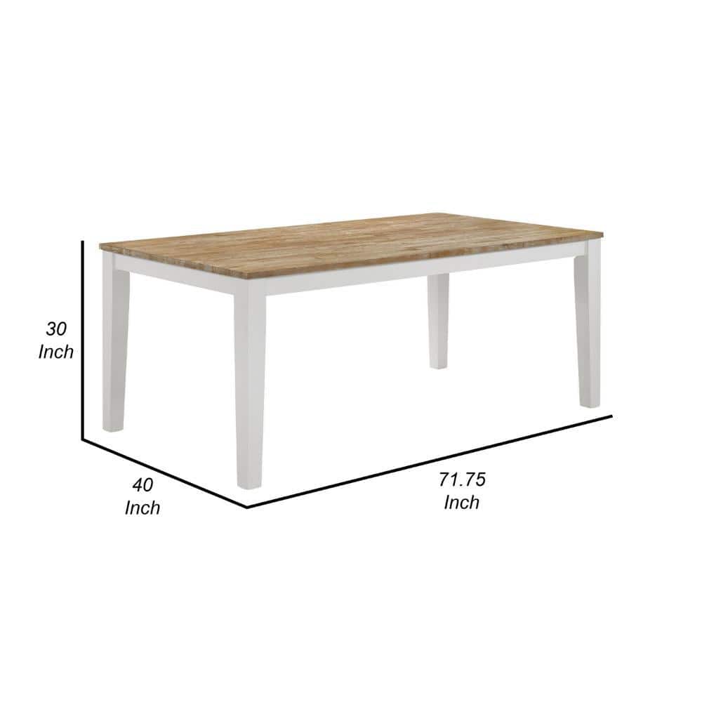 Hoa 72'' Brown and White Solid Wood Farmhouse Dining Table