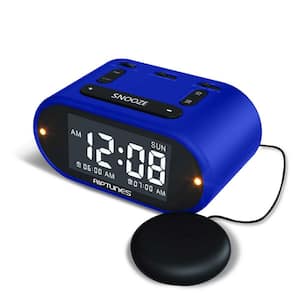 Vibrating Alarm Clock with Big Snooze Button and Full Range Dimmer - Blue