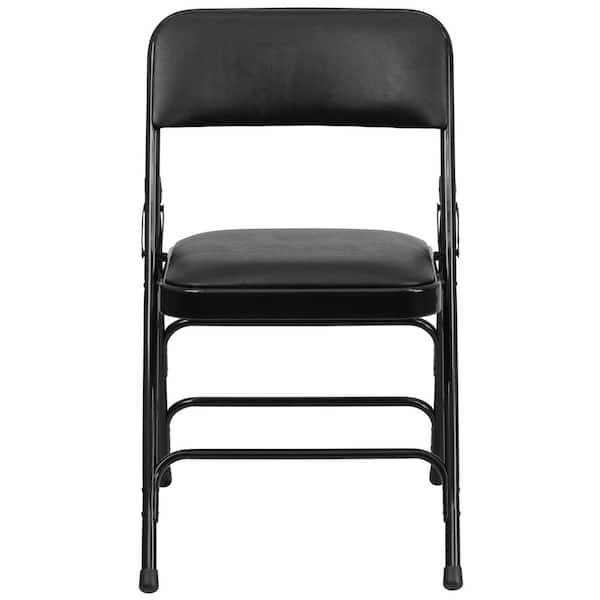 Carnegy Avenue Black Vinyl/Black Frame Metal Folding Chair (2-Pack