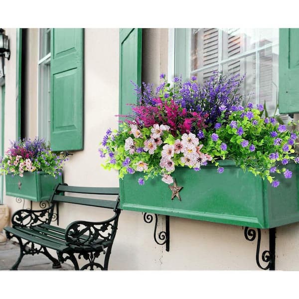 Unbranded Artificial Flowers 16 in. Multicolor UV Resistant Outdoor Shrubs  Faux Plants for Garden Patio Porch Decor 20 Bundles PH0249B076