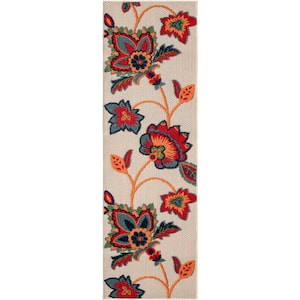 Nourison Aloha Blue/Grey 6 ft. x 9 ft. Botanical Contemporary Indoor ...