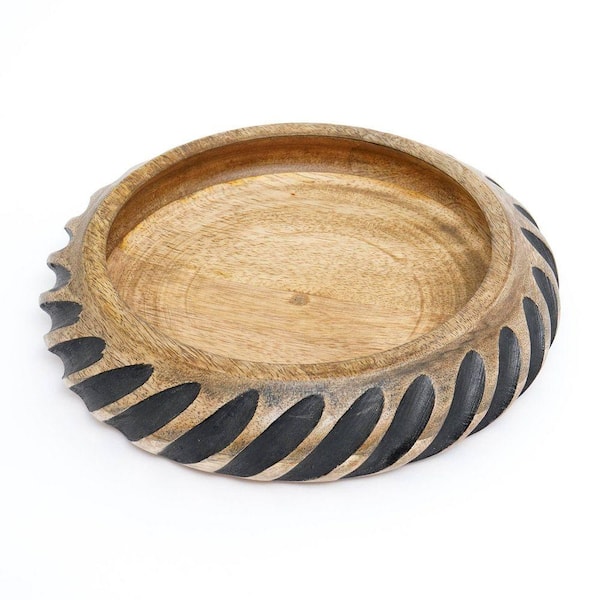 Brown Round Wood 15 in. Decorative Bowls