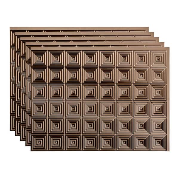 Fasade Miniquattro 18.25 in. x 24.25 in. Vinyl Backsplash Panel in Argent Bronze (5-Pack)