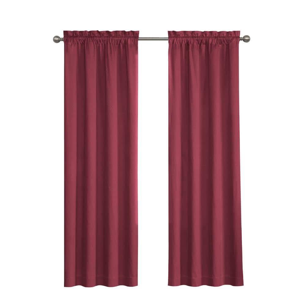 Burgundy Polyester Blackout Rod Pocket Curtain Panel