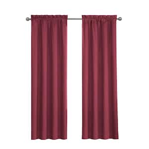 Cassidy Thermaback  Burgundy Chevron Pattern  Polyester 42 in. W x 63 in. L Blackout Single Grommet Top Curtain Panel