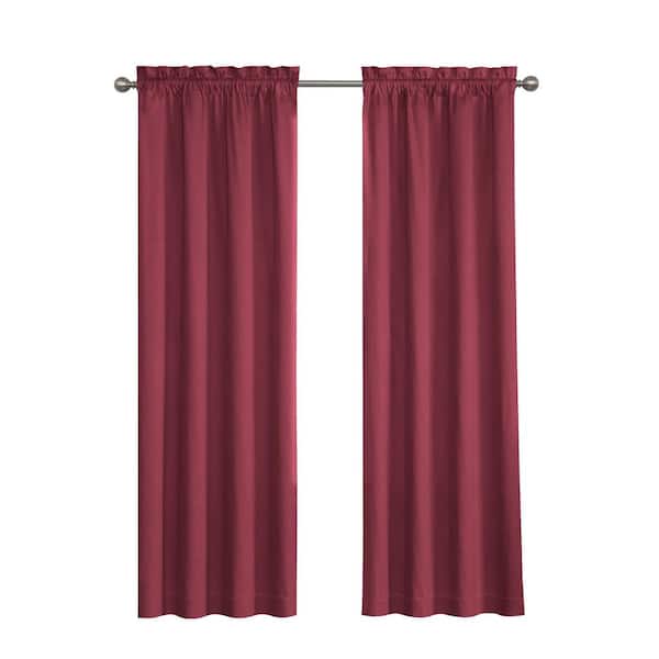 Eclipse Cassidy Thermaback Burgundy Chevron Pattern Polyester 42 in. W x 84 in. L Blackout Single Grommet Top Curtain Panel