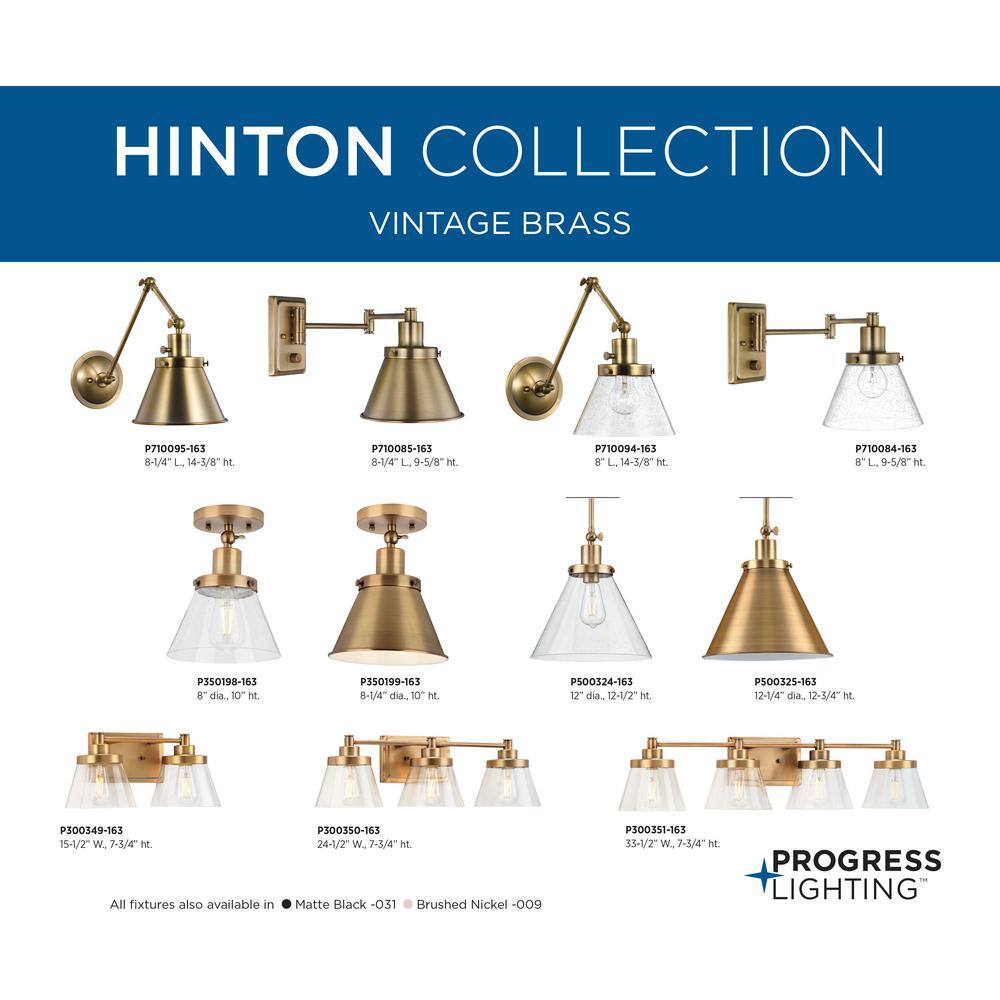 Hinton 2-Light Vintage Brass Bath Vanity with Clear Glass Shades
