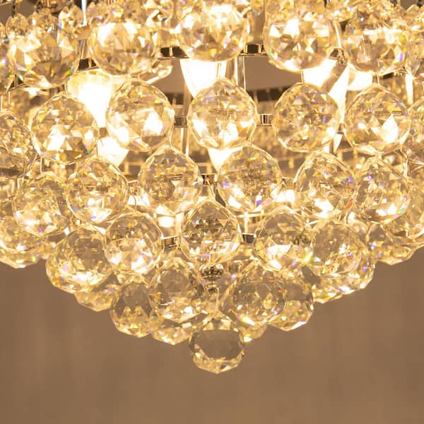 たらエレガンス OUKANING 23.6 in. 12-Light Silver Modern Crystal Flush Mount