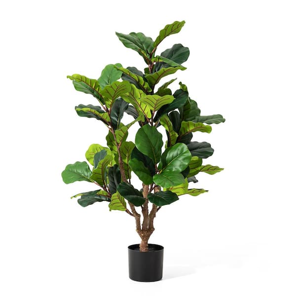 Glitzhome 3.5ft. Faux Fiddle Leaf Fig Artificial Tree in Pot