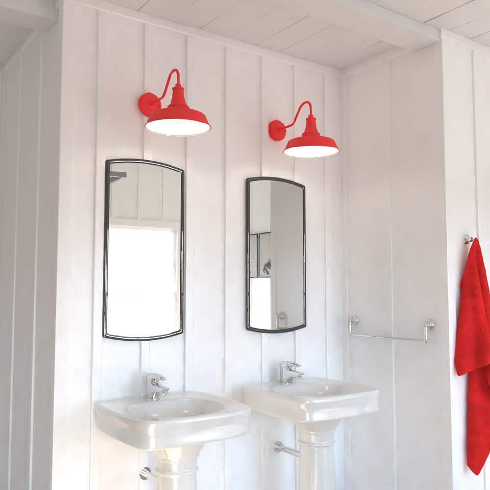 Red and White Steel Farmhouse Wall Sconce