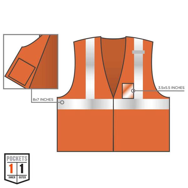 XS Ergodyne GloWear 8216BA-SWA ANSI Breakaway Reflective Safety Vest Orange 