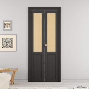 ARK DESIGN 24 in. x 80 in. Half Paneled Solid Core Black Finished