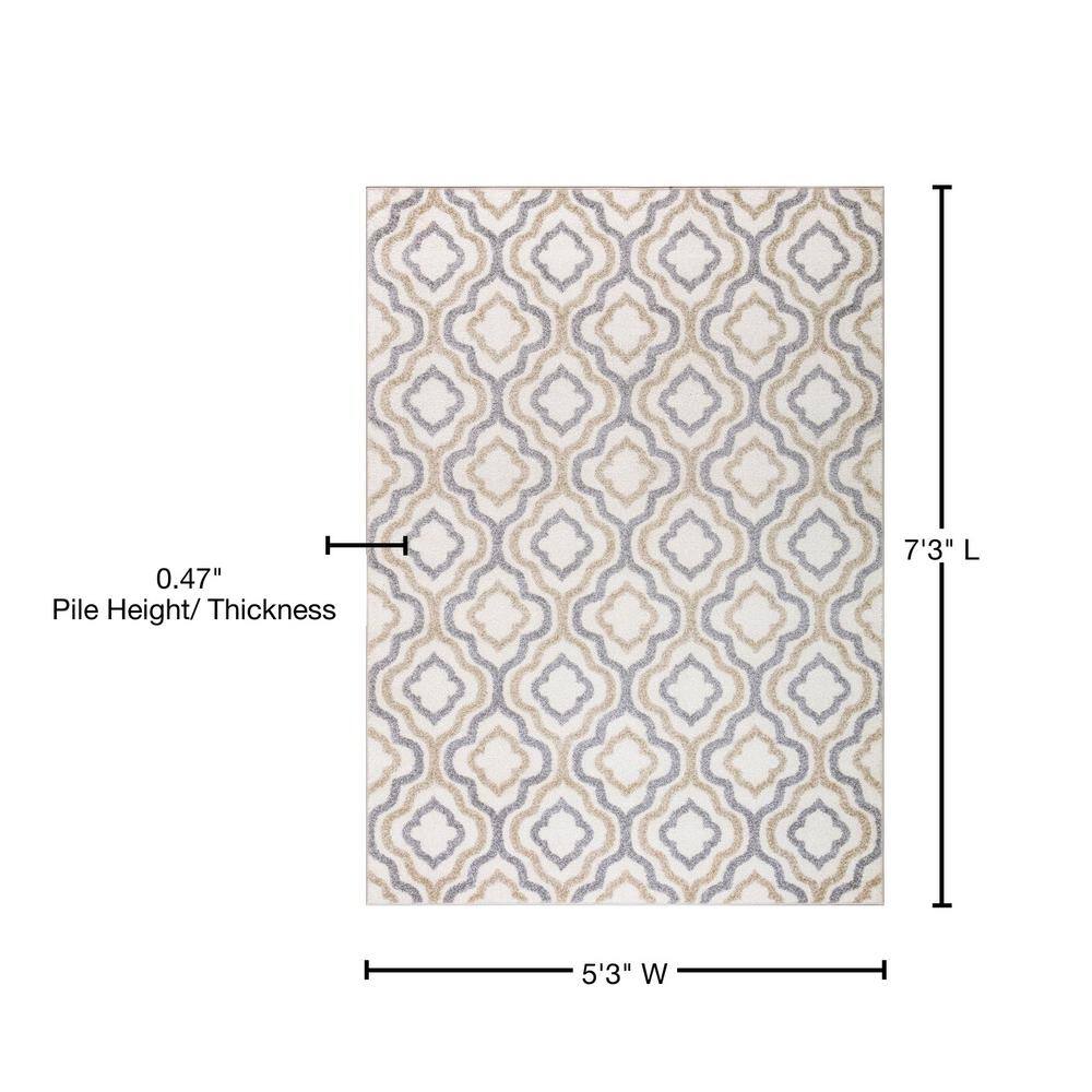 Charlotte Crystal Ivory 5'3" x 7'3" Rectangular Area Rug