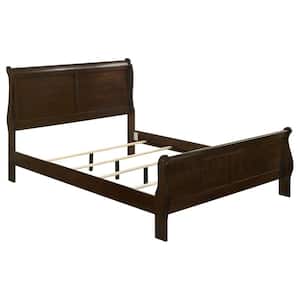 Louis Philippe Cappuccino Eastern King Wood Frame Sleigh Bed