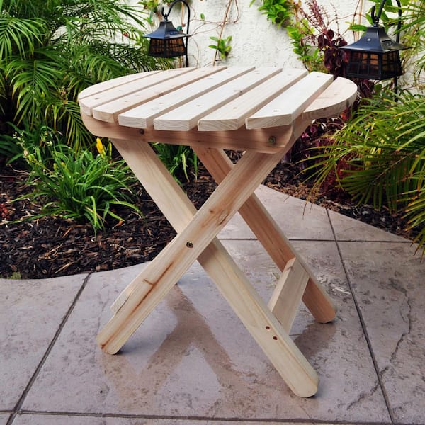 Adirondack Natural Round Wood Outdoor Side Folding Table