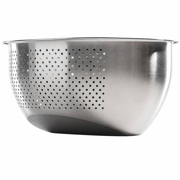 Fine Inclined Fast Drain Rice Washer Strainer Bowl, 304 Stainless Steel, Multi-use Kitchen Colander Set of 1 for Fruits