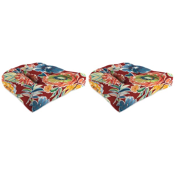 Jordan Manufacturing 19 in. L x 19 in. W x 4 in. T Outdoor Square Wicker Seat Cushion in Colsen Berry (2-Pack)